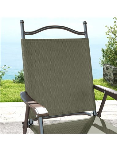 Outsunny Folding Chairs Set for Patio, Camping, Sports, Adults, Armrest, Mesh Fabric Seat, Lawn, Dark Brown 84G-298V00DR