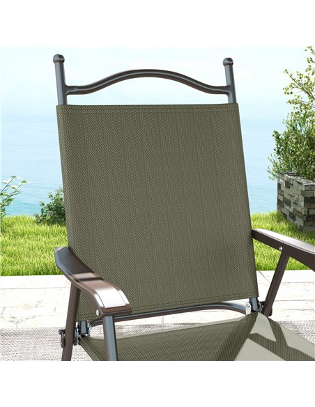 Outsunny Folding Chairs Set for Patio, Camping, Sports, Adults, Armrest, Mesh Fabric Seat, Lawn, Dark Brown 84G-298V00DR - pic 60050 | FastDaddyshop