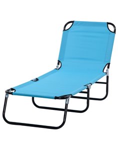 Outsunny Folding Chaise Lounge Pool Chair, Sky Blue 84B-442LB
