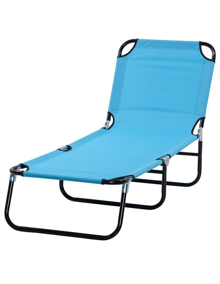 Outsunny Folding Chaise Lounge Pool Chair, Sky Blue 84B-442LB - pic 60051 | FastDaddyshop