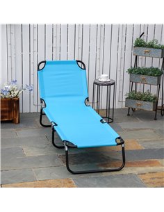 Outsunny Folding Chaise Lounge Pool Chair, Sky Blue 84B-442LB 2