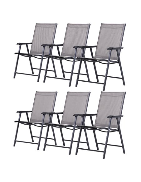 Outsunny Folding Garden Chairs Set of 6, Metal Frame, Grey 84B-P104 - pic 60060 | FastDaddyshop