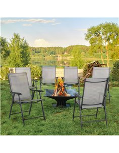 Outsunny Folding Garden Chairs Set of 6, Metal Frame, Grey 84B-P104 2