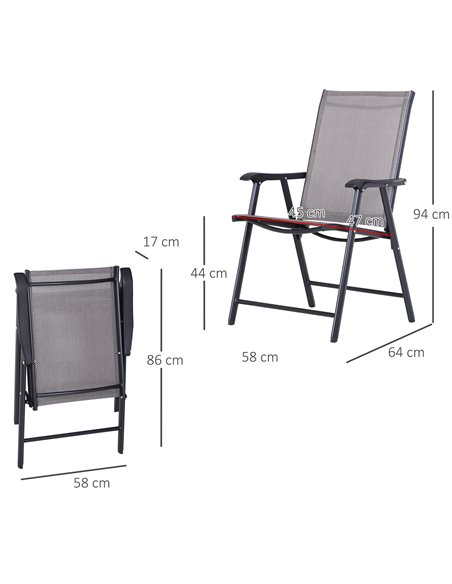 Outsunny Folding Garden Chairs Set of 6, Metal Frame, Outdoor Patio Park Dining Seat, Breathable Mesh Seat, Grey. 84B-P104 - pic 60062 | FastDaddyshop