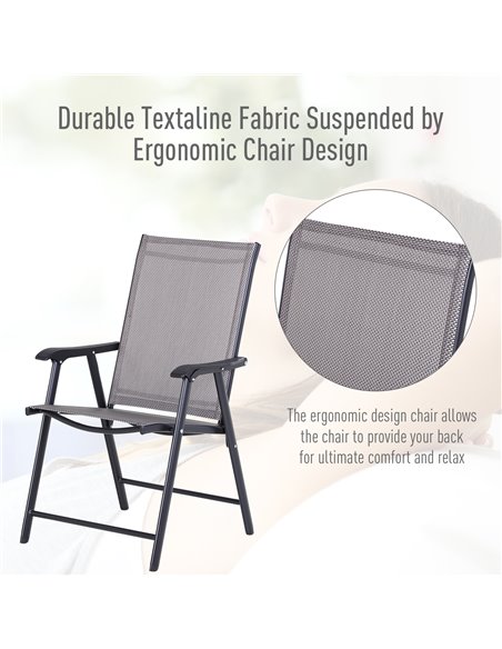 Outsunny Folding Garden Chairs Set of 6, Metal Frame, Outdoor Patio Park Dining Seat, Breathable Mesh Seat, Grey. 84B-P104 - pic 60063 | FastDaddyshop