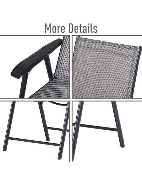 Outsunny Folding Garden Chairs Set of 6, Metal Frame, Outdoor Patio Park Dining Seat, Breathable Mesh Seat, Grey. 84B-P104 - pic 60067 | FastDaddyshop
