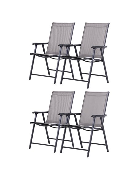 Outsunny Set of 4 Folding Garden Chairs, Metal Frame, Grey 84B-P099 - pic 60069 | FastDaddyshop