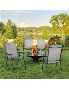 Outsunny Set of 4 Folding Garden Chairs, Metal Frame, Grey 84B-P099 2