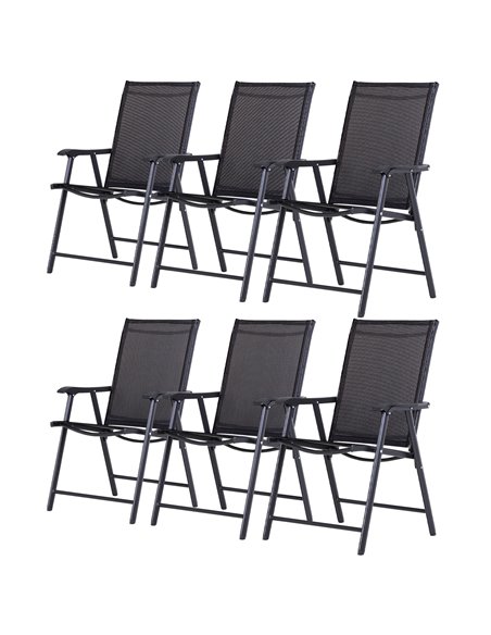 Outsunny Set of 6 Folding Garden Chairs, Metal Frame, Black 84B-P103 - pic 60087 | FastDaddyshop