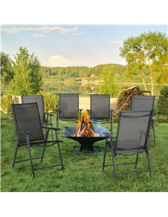 Outsunny Set of 6 Folding Garden Chairs, Metal Frame, Black 84B-P103 2