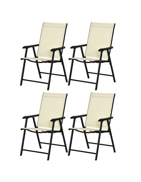 Outsunny Set of 4 Folding Garden Chairs, Metal Frame, Beige 84B-P097 - pic 60096 | FastDaddyshop