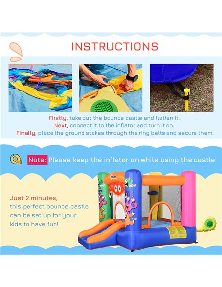 Outsunny Kids Bounce Castle House Inflatable Trampoline Slide Basket with Blower for Kids Age 3-8 Monster Design 2.5 x 1.8 x 1.7 - pic 6010 | FastDaddyshop