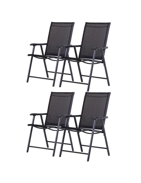 Outsunny Folding Garden Chairs, Set of 4, Metal Frame, Black 84B-P098 - pic 60105 | FastDaddyshop