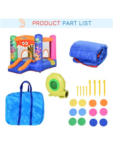 Outsunny Kids Bounce Castle House Inflatable Trampoline Slide Basket with Blower for Kids Age 3-8 Monster Design 2.5 x 1.8 x 1.7
