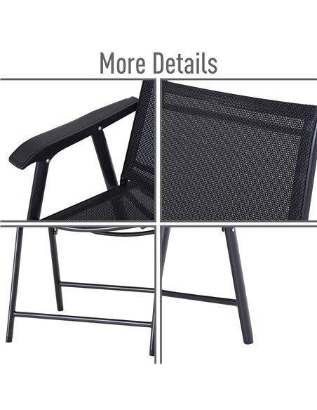 Outsunny Folding Garden Chairs, Set of 4, Metal Frame Outdoor Patio Park Dining Seat with Breathable Mesh, Black 84B-P098 - pic 60111 | FastDaddyshop