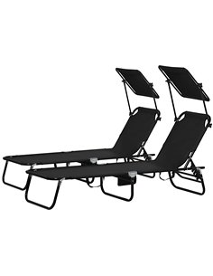 Outsunny Folding Chaise Lounge Pool Chairs, Black 84G-183V00BK