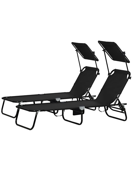 Outsunny Folding Chaise Lounge Pool Chairs, Black 84G-183V00BK - pic 60114 | FastDaddyshop