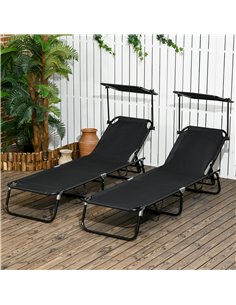 Outsunny Folding Chaise Lounge Pool Chairs, Black 84G-183V00BK 2