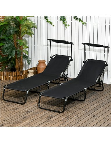 Outsunny Folding Chaise Lounge Pool Chairs, Outdoor Sun Tanning Chairs, Reclining Back, Steel Frame & Breathable Mesh for Beach,