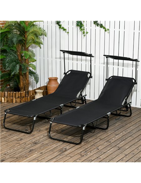 Outsunny Folding Chaise Lounge Pool Chairs, Outdoor Sun Tanning Chairs, Reclining Back, Steel Frame & Breathable Mesh for Beach, - pic 60115 | FastDaddyshop