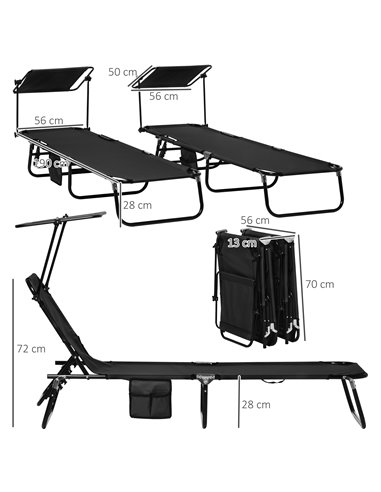 Outsunny Folding Chaise Lounge Pool Chairs, Outdoor Sun Tanning Chairs, Reclining Back, Steel Frame & Breathable Mesh for Beach,
