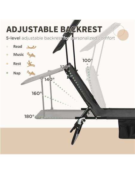 Outsunny Folding Chaise Lounge Pool Chairs, Outdoor Sun Tanning Chairs, Reclining Back, Steel Frame & Breathable Mesh for Beach, - pic 60117 | FastDaddyshop