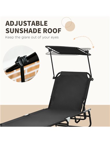 Outsunny Folding Chaise Lounge Pool Chairs, Outdoor Sun Tanning Chairs, Reclining Back, Steel Frame & Breathable Mesh for Beach,
