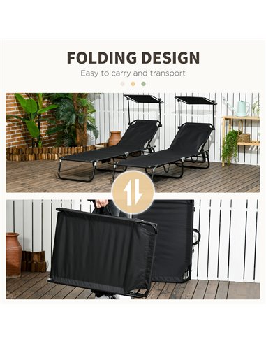 Outsunny Folding Chaise Lounge Pool Chairs, Outdoor Sun Tanning Chairs, Reclining Back, Steel Frame & Breathable Mesh for Beach,