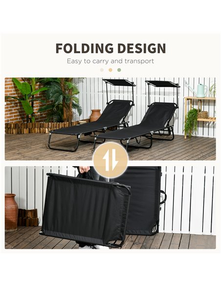 Outsunny Folding Chaise Lounge Pool Chairs, Outdoor Sun Tanning Chairs, Reclining Back, Steel Frame & Breathable Mesh for Beach, - pic 60119 | FastDaddyshop