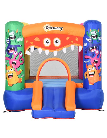 Outsunny Kids Bounce Castle House Inflatable Trampoline Slide Basket with Blower for Kids Age 3-8 Monster Design 2.5 x 1.8 x 1.7 - pic 6012 | FastDaddyshop