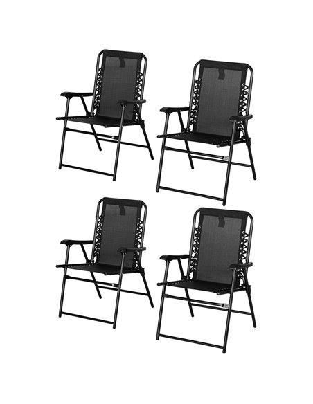 Outsunny Portable Folding Chairs Set of 4, Steel Frame, Black 84B-P156 - pic 60123 | FastDaddyshop