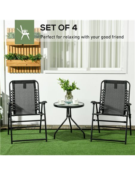 Outsunny Portable Folding Chairs Set of 4, Outdoor Patio Loungers, Steel Frame with Armrest for Camping, Pool, Beach, Deck, Lawn - pic 60126 | FastDaddyshop