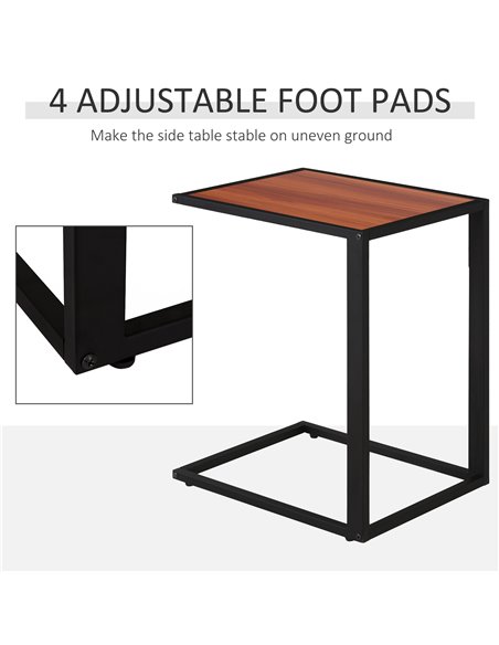 HOMCOM C-Shaped Sofa End Table, Metal Frame Accent Couch Table for Living Room, Bedroom, Walnut and Black 833-194 - pic 60137 | FastDaddyshop