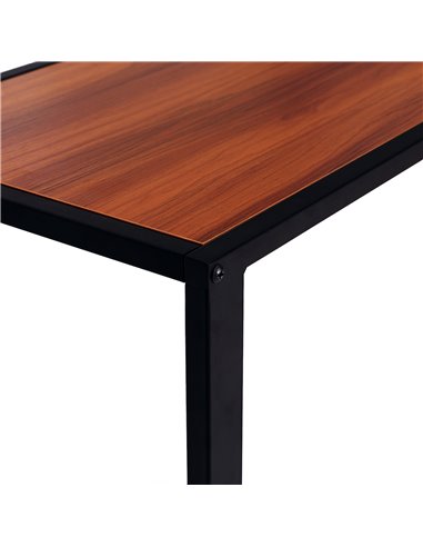 HOMCOM C-Shaped Sofa End Table, Metal Frame Accent Couch Table for Living Room, Bedroom, Walnut and Black 833-194