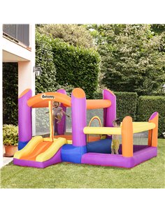 Outsunny Kids Bounce Castle House Inflatable Trampoline Slide Water Pool 3 in 1 with Inflator for Kids Age 3-12 Multi-color 3 x 2