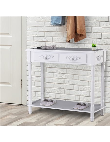 HOMCOM Console Table Modern Sofa Side Desk with Storage Shelves Drawers for Living Room Entryway Bedroom White 833-236 - pic 60151 | FastDaddyshop
