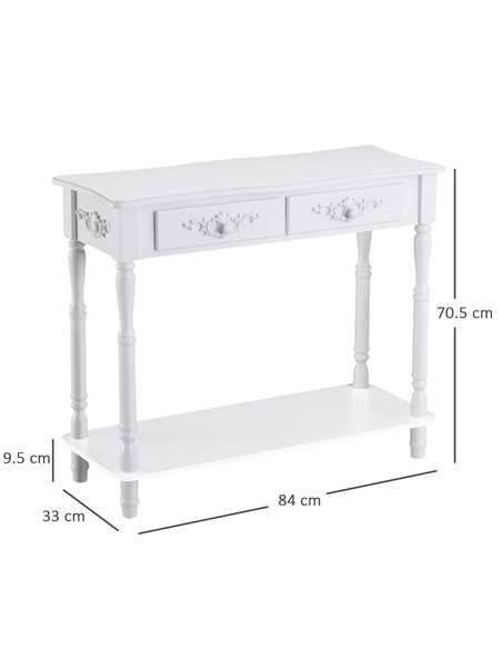 HOMCOM Console Table Modern Sofa Side Desk with Storage Shelves Drawers for Living Room Entryway Bedroom White 833-236 - pic 60152 | FastDaddyshop