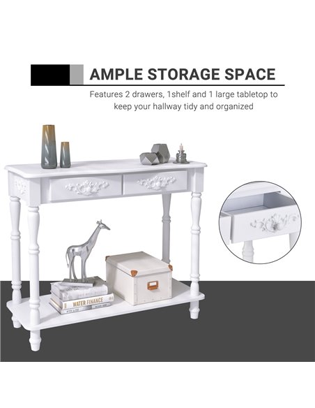 HOMCOM Console Table Modern Sofa Side Desk with Storage Shelves Drawers for Living Room Entryway Bedroom White 833-236 - pic 60153 | FastDaddyshop