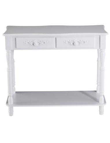 HOMCOM Console Table Modern Sofa Side Desk with Storage Shelves Drawers for Living Room Entryway Bedroom White 833-236