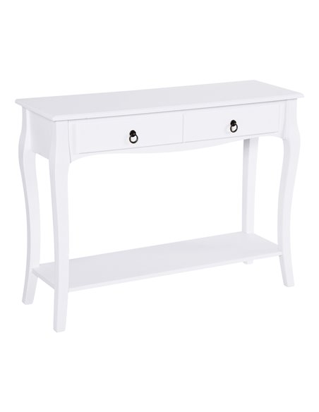 HOMCOM Modern Console Table, Sofa Side Desk with Storage Shelves & Drawers, for Living Room Entryway, Ivory White 831-182 - pic 60159 | FastDaddyshop