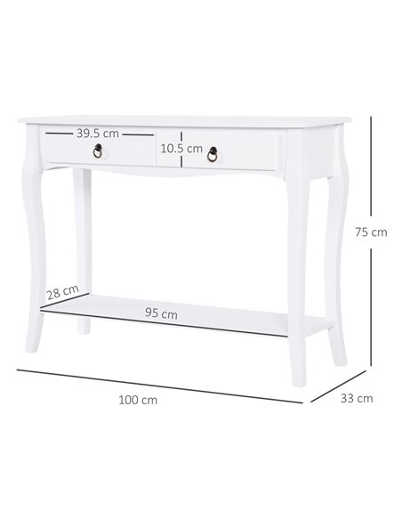 HOMCOM Modern Console Table, Sofa Side Desk with Storage Shelves & Drawers, for Living Room Entryway, Ivory White 831-182 - pic 60161 | FastDaddyshop
