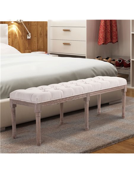HOMCOM Chaise Lounge Sofa Bench, Chic Button Tufted, Fabric Cover, Wooden Legs, Padded Seat for Hallway, Bedroom, Beige 831-227V - pic 60178 | FastDaddyshop