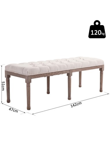 HOMCOM Chaise Lounge Sofa Bench, Chic Button Tufted, Fabric Cover, Wooden Legs, Padded Seat for Hallway, Bedroom, Beige 831-227V