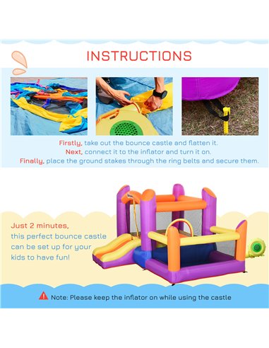 Outsunny Kids Bounce Castle House Inflatable Trampoline Slide Water Pool 3 in 1 with Inflator for Kids Age 3-12 Multi-color 3 x 