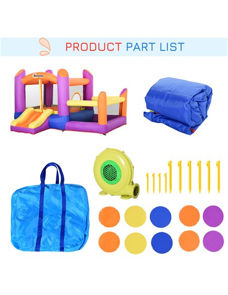 Outsunny Kids Bounce Castle House Inflatable Trampoline Slide Water Pool 3 in 1 with Inflator for Kids Age 3-12 Multi-color 3 x  - pic 6019 | FastDaddyshop