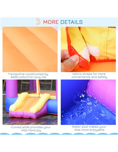 Outsunny Kids Bounce Castle House Inflatable Trampoline Slide Water Pool 3 in 1 with Inflator for Kids Age 3-12 Multi-color 3 x 