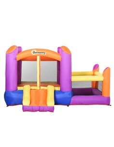 Outsunny Kids Bounce Castle House Inflatable Trampoline Slide Water Pool 3 in 1 with Inflator for Kids Age 3-12 Multi-color 3 x