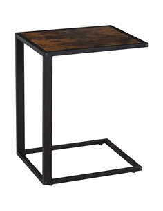 HOMCOM C-Shaped Sofa End Table, Metal Frame, Brown and Black 833-194BN