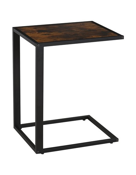 HOMCOM C-Shaped Sofa End Table, Metal Frame, Brown and Black 833-194BN - pic 60213 | FastDaddyshop