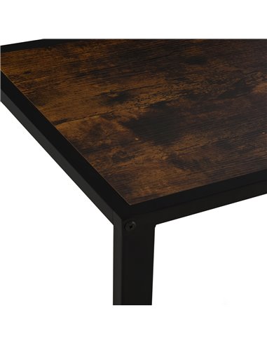 HOMCOM C-Shaped Sofa End Table, Metal Frame Accent Couch Table for Living Room, Bedroom, Brown and Black 833-194BN